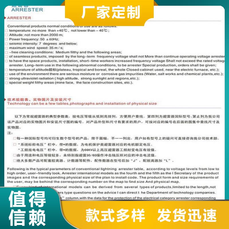 避雷器Y10W1-192/476【羿振电力设备】本地制造商