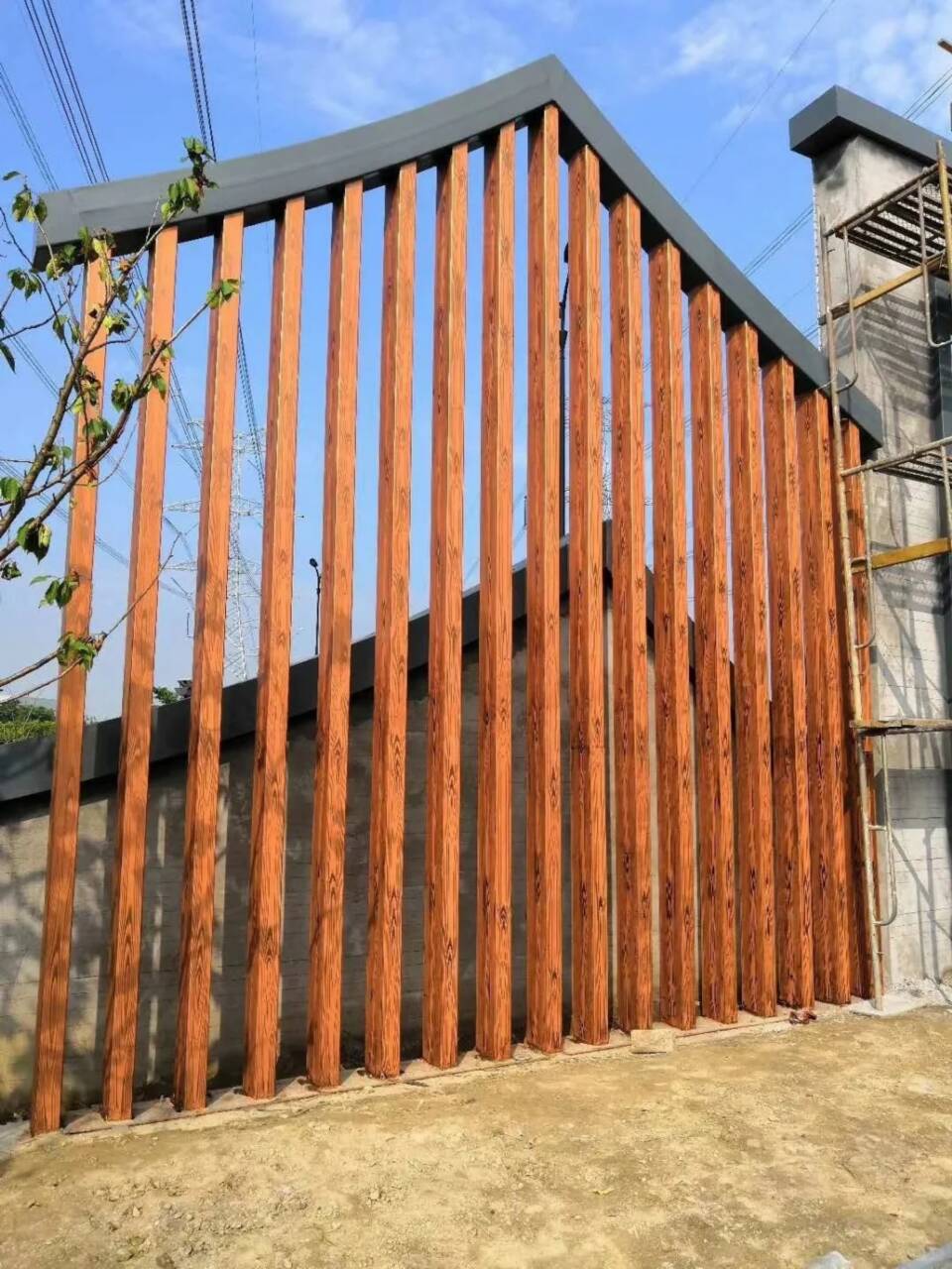 园林建筑木纹漆，内外墙木纹漆，艺术涂料厂家施工