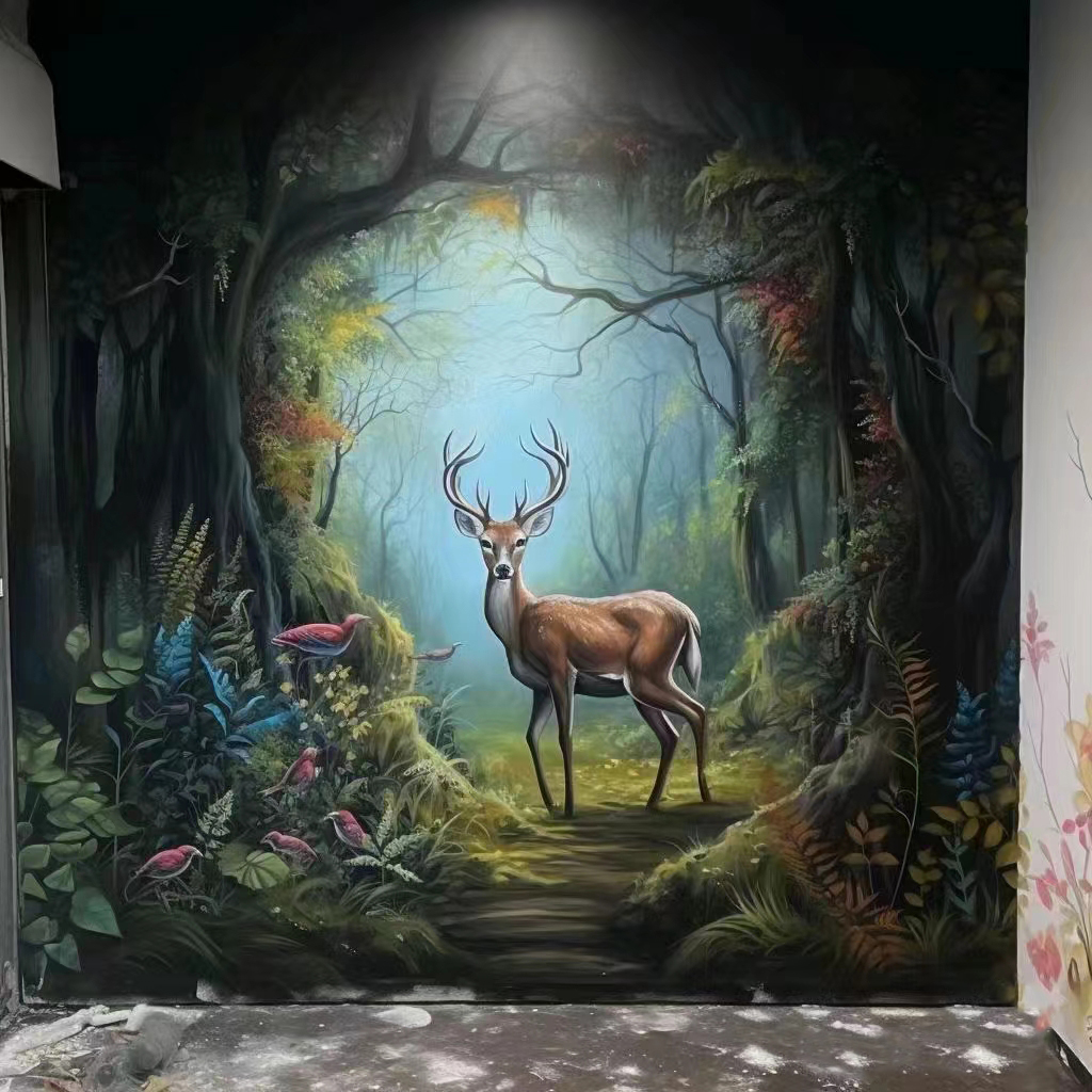 墙面彩绘墙体手绘壁画师工作室