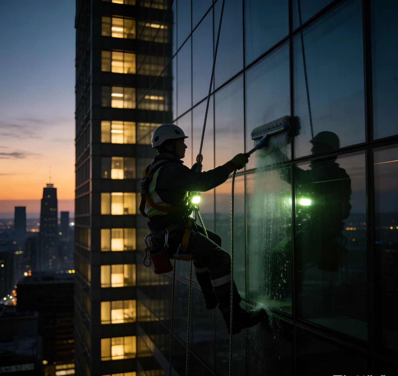 蜘蛛人高空作业,玻璃幕墙清洗专业团队